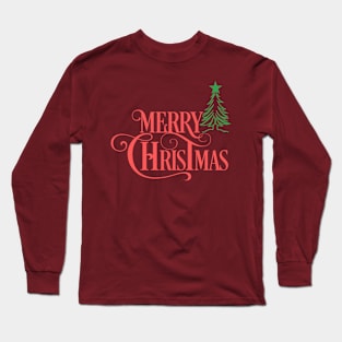 Merry Christmas red and green Sticker Long Sleeve T-Shirt